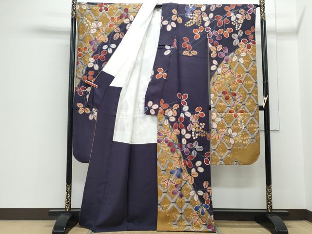 平和屋着物●豪華振袖　籬枝花文　金彩　正絹　逸品　CABH3694th