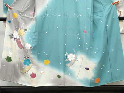平和屋着物●豪華振袖　短冊花文　暈し染め　金彩　正絹　逸品　CABH3695th