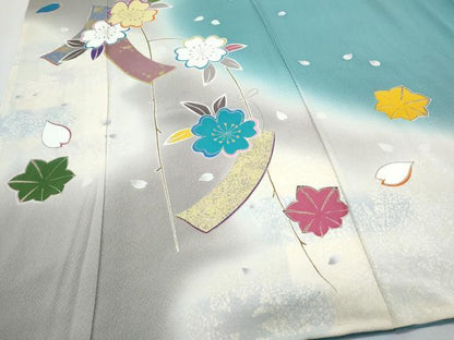 平和屋着物●豪華振袖　短冊花文　暈し染め　金彩　正絹　逸品　CABH3695th