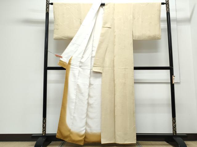 平和屋着物●上質な色無地　風景地紋　枯色　正絹　逸品　CABH3696th