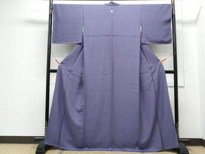 平和屋着物●上質な色無地　霞地紋　深紫色　正絹　逸品　CABH3697th