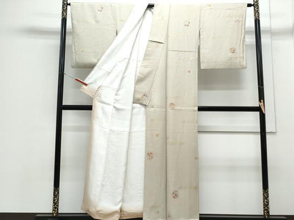 平和屋着物●上質な小紋　刺繍　花丸文　金彩　正絹　逸品　CABH3698th