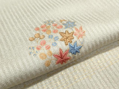 平和屋着物●上質な小紋　刺繍　花丸文　金彩　正絹　逸品　CABH3698th