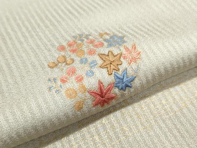 平和屋着物●上質な小紋　刺繍　花丸文　金彩　正絹　逸品　CABH3698th