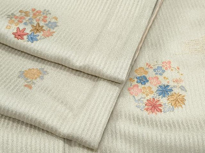 平和屋着物●上質な小紋　刺繍　花丸文　金彩　正絹　逸品　CABH3698th