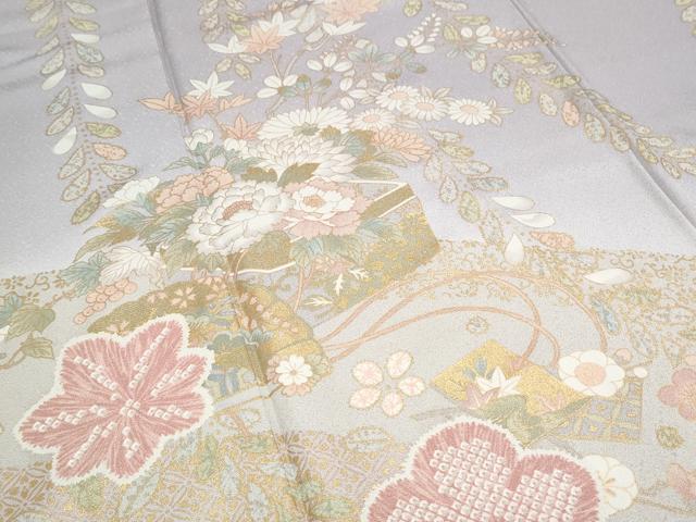 平和屋着物●訪問着　文箱花文　暈し染め　金彩　正絹　逸品　CABH3703th
