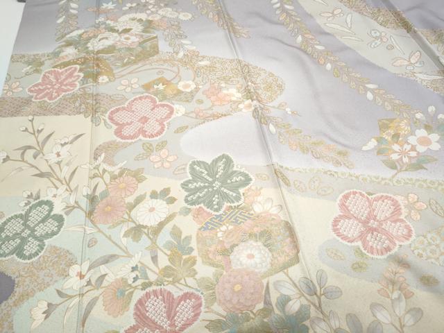 平和屋着物●訪問着　文箱花文　暈し染め　金彩　正絹　逸品　CABH3703th