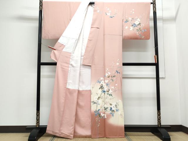 平和屋着物●訪問着　友禅　作家物　草花文　暈し染め　正絹　逸品　CABH3704th