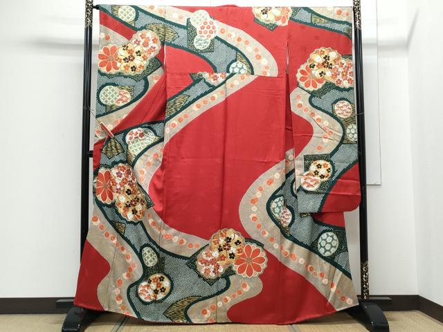 平和屋着物●豪華振袖　駒刺繍　絞り　道長花文　金彩　正絹　逸品CABH3705th