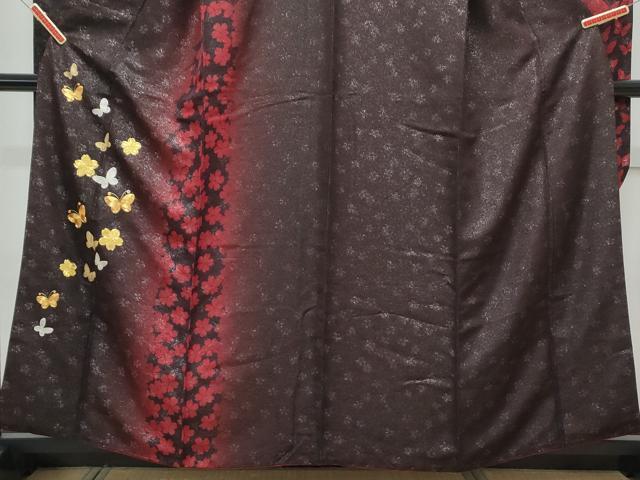平和屋着物●豪華振袖　駒刺繍　舞蝶文　暈し染め　銀通し地　やまと誂製　正絹　逸品　CABH3706th