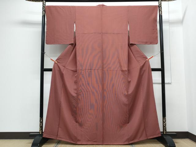 平和屋着物●江戸小紋　万筋　小豆色×黒檀色　正絹　逸品　未使用　CABH3712th