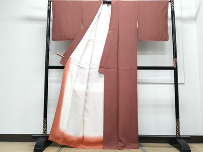 平和屋着物●江戸小紋　万筋　小豆色×黒檀色　正絹　逸品　未使用　CABH3712th