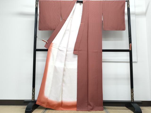 平和屋着物●江戸小紋　万筋　小豆色×黒檀色　正絹　逸品　未使用　CABH3712th