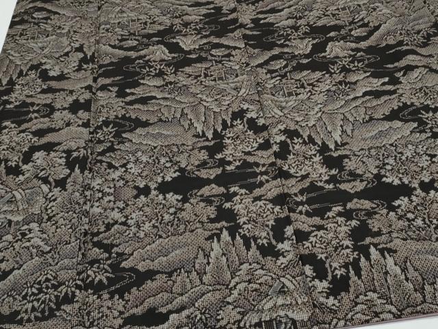 平和屋着物●本場大島紬　割り込み絣　純泥染め　風景文　古織物謹製　さが美扱い　証紙付き　正絹　逸品　CABH3714th