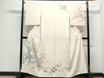 平和屋着物●訪問着　友禅　草花文　正絹　逸品　CABH3720th