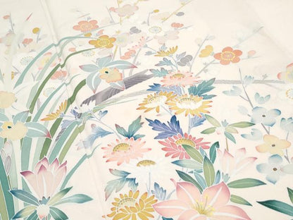 平和屋着物●訪問着　友禅　草花文　正絹　逸品　CABH3720th
