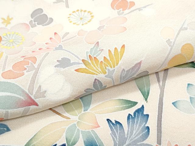 平和屋着物●訪問着　友禅　草花文　正絹　逸品　CABH3720th