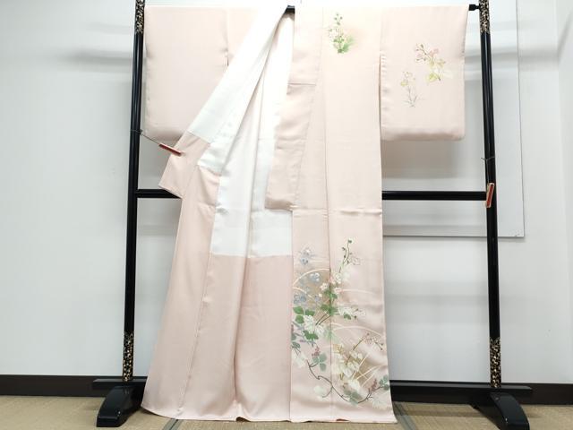 平和屋着物●訪問着　草花文　金彩　正絹　逸品　CABH3723th