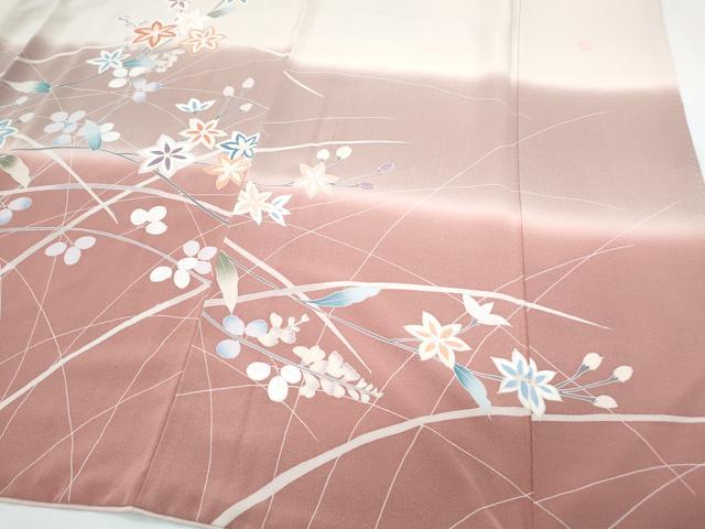 平和屋着物●訪問着　友禅　作家物　枝花文　暈し染め　正絹　逸品　CABH3728th