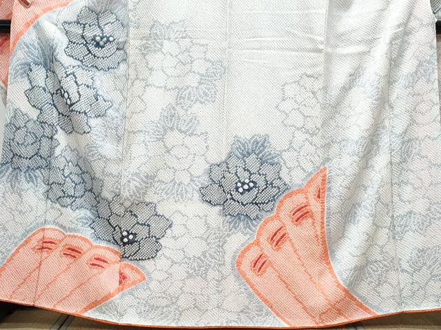 平和屋着物●豪華振袖　総絞り　扇面花文　正絹　逸品　CABH3729th