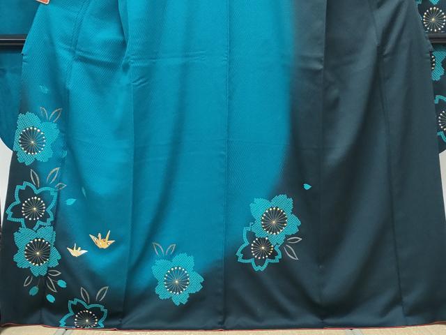 平和屋着物●豪華振袖　絞り　折鶴　舞花文　暈し染め　金糸　正絹　逸品　CABH3730th