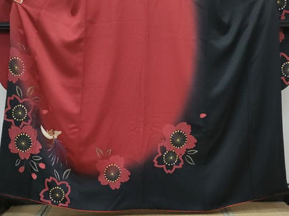 平和屋着物●豪華振袖　絞り　刺繍　鳳凰舞花文　暈し染め　金糸　正絹　逸品　CABH3731th