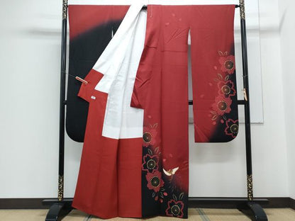 平和屋着物●豪華振袖　絞り　刺繍　鳳凰舞花文　暈し染め　金糸　正絹　逸品　CABH3731th