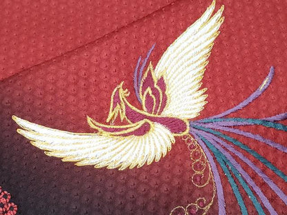 平和屋着物●豪華振袖　絞り　刺繍　鳳凰舞花文　暈し染め　金糸　正絹　逸品　CABH3731th