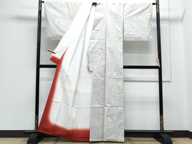 平和屋着物●本場大島紬　白大島　7マルキ　葉尽くし　正絹　逸品　未使用　CABH3732th