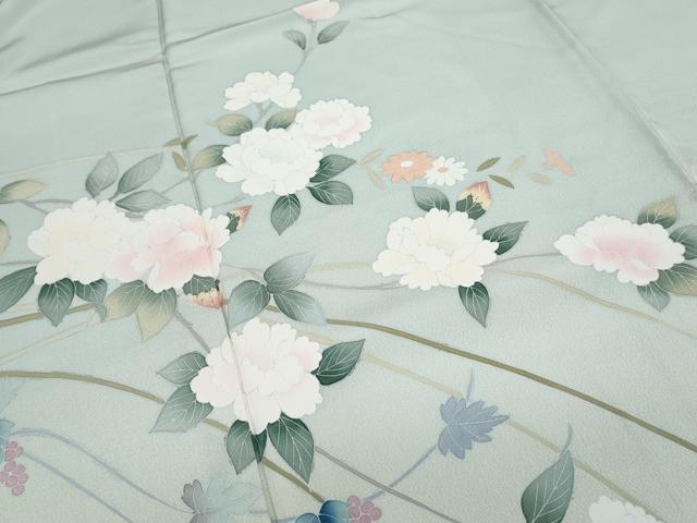 平和屋着物●訪問着　友禅　作家物　枝花文　暈し染め　正絹　逸品　CABH3736th