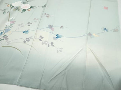 平和屋着物●訪問着　友禅　作家物　枝花文　暈し染め　正絹　逸品　CABH3736th