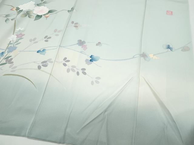 平和屋着物●訪問着　友禅　作家物　枝花文　暈し染め　正絹　逸品　CABH3736th