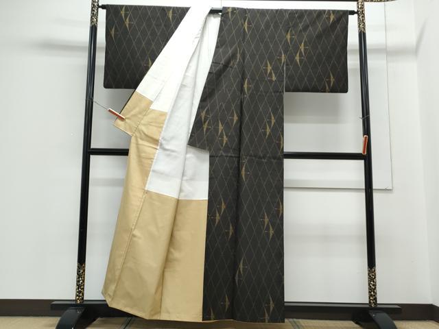 平和屋着物●本場大島紬　7マルキ　菱飛鶴文　正絹　逸品　CABH3739th