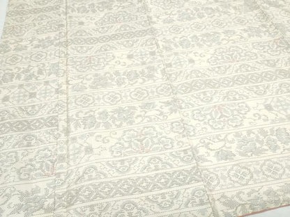 平和屋着物●本場大島紬　白大島　横段花文　正絹　逸品　CABH3740th