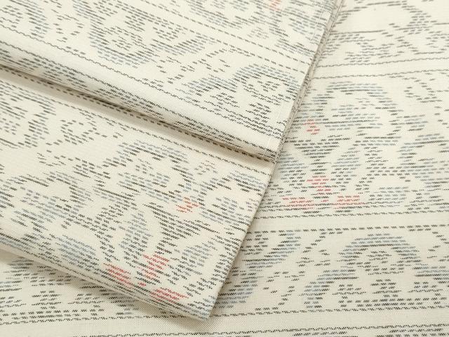 平和屋着物●本場大島紬　白大島　横段花文　正絹　逸品　CABH3740th