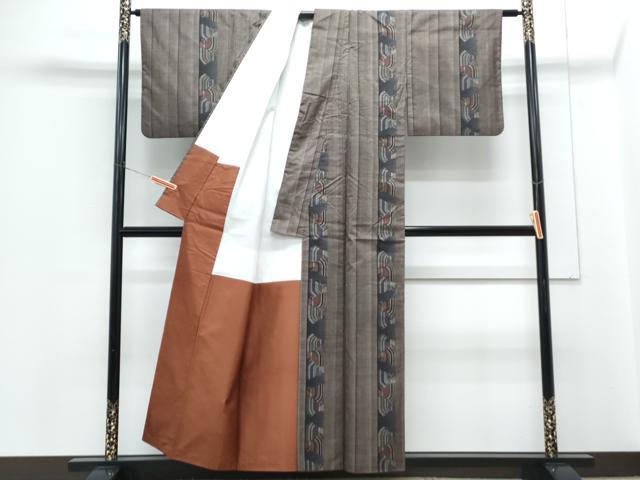 平和屋着物●本場大島紬　7マルキ　花蝶間道　正絹　逸品　CABH3742th