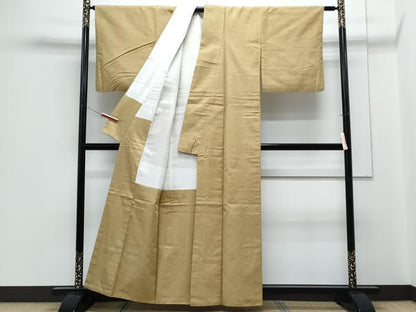 平和屋着物●上質な色無地　飴色　正絹　逸品　CABH3743th