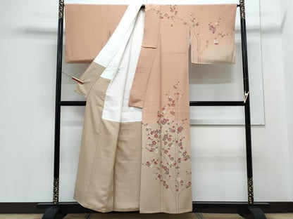 平和屋着物●訪問着　枝花文　暈し染め　金彩　正絹　逸品　CABH3744th