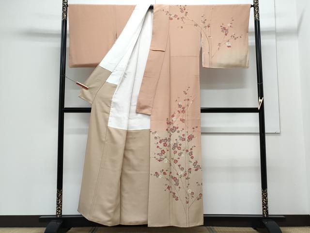 平和屋着物●訪問着　枝花文　暈し染め　金彩　正絹　逸品　CABH3744th
