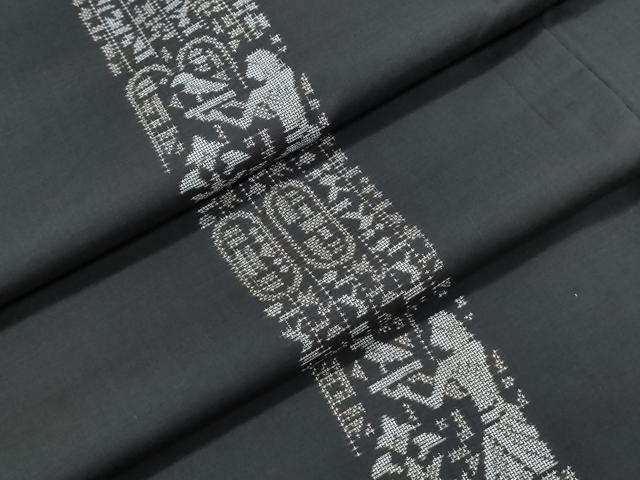 平和屋着物●訪問着　本場大島紬　地空　9マルキ　エジプト壁画紋様　正絹　逸品　CABH3745th