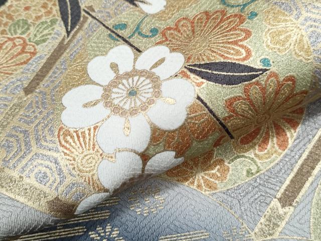 平和屋着物●訪問着　天井花丸文　暈し染め　黒地　金彩　正絹　逸品　CABH3749th