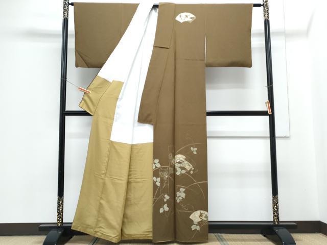 平和屋着物●訪問着　刺繍　地紙飛鳥枝葉文　金彩　正絹　逸品　CABH3750th