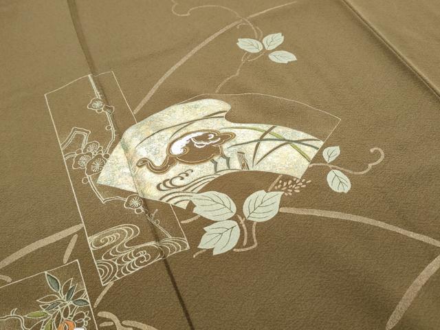 平和屋着物●訪問着　刺繍　地紙飛鳥枝葉文　金彩　正絹　逸品　CABH3750th
