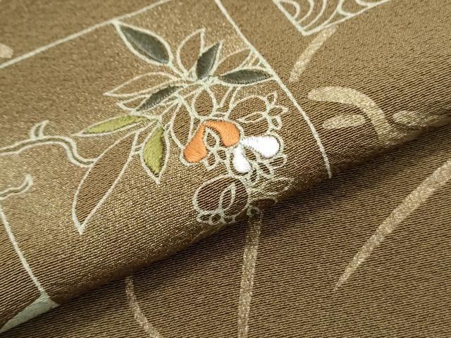 平和屋着物●訪問着　刺繍　地紙飛鳥枝葉文　金彩　正絹　逸品　CABH3750th