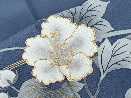 平和屋着物●絵師　津守順　訪問着　駒刺繍　流水草花文　暈し染め　金彩　正絹　逸品　CABH3753th