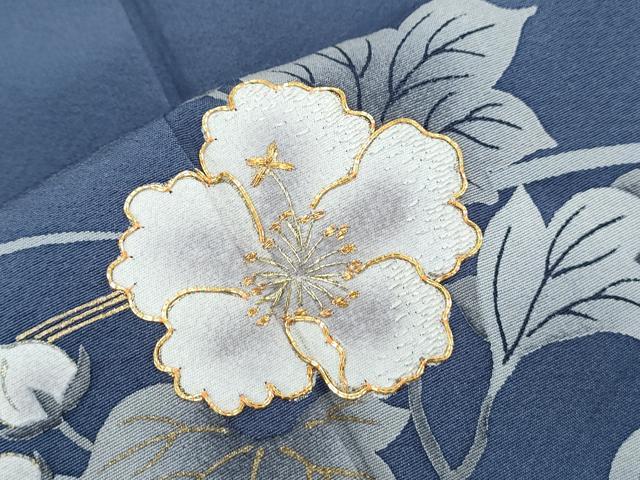 平和屋着物●絵師　津守順　訪問着　駒刺繍　流水草花文　暈し染め　金彩　正絹　逸品　CABH3753th