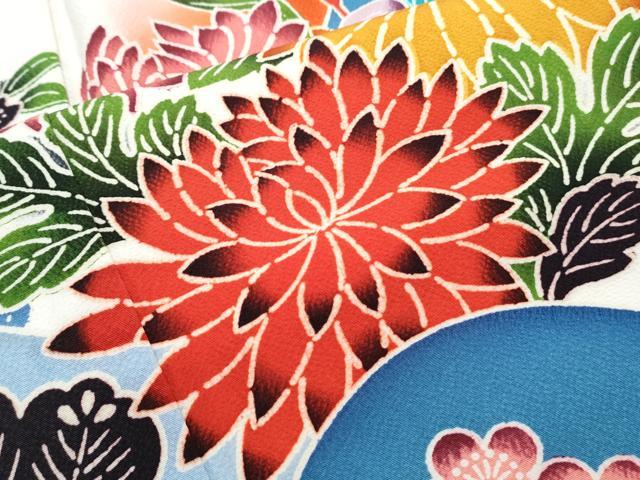 平和屋着物●豪華振袖　型染め　草花文　暈し染め　正絹　逸品　CABH3758th