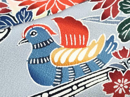 平和屋着物●豪華振袖　型染め　流水籬草花文　暈し染め　正絹　逸品　CABH3759th