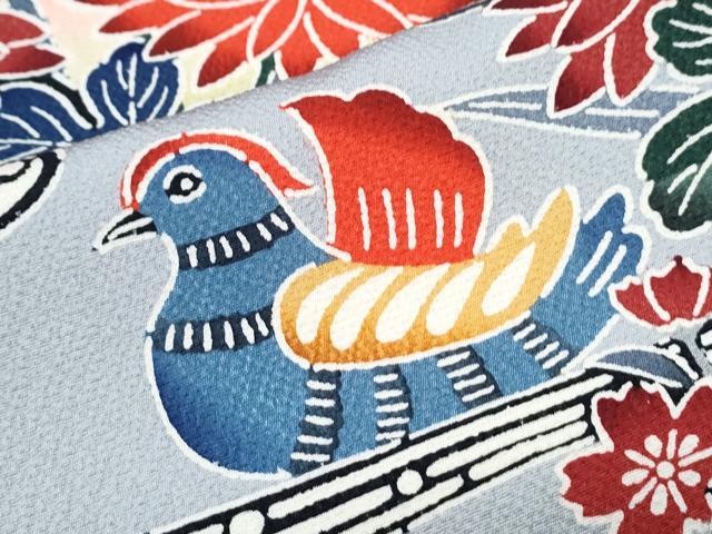 平和屋着物●豪華振袖　型染め　流水籬草花文　暈し染め　正絹　逸品　CABH3759th