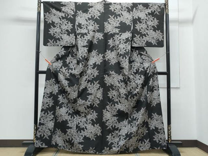 平和屋着物●本場大島紬　割り込み絣　草花文　正絹　逸品　CABH3762th